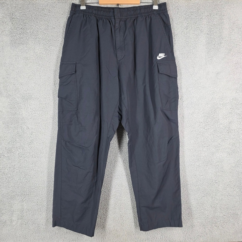 Nike Mens‎ XXL Cargo Pants Black Cotton Nylon Blend Elastic Waist Futura Logo